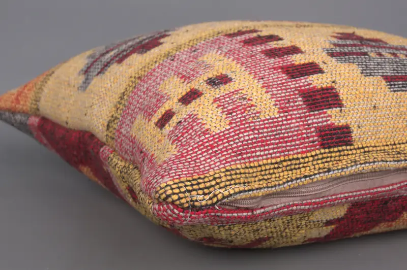 Antique Pillows, Retro Throw Pillow Cover, Throw Kilim Pillow, Pillow Case, Cotton Pillow Case, Turkish Pillow, 18x18 Yellow Cushion Case - 7