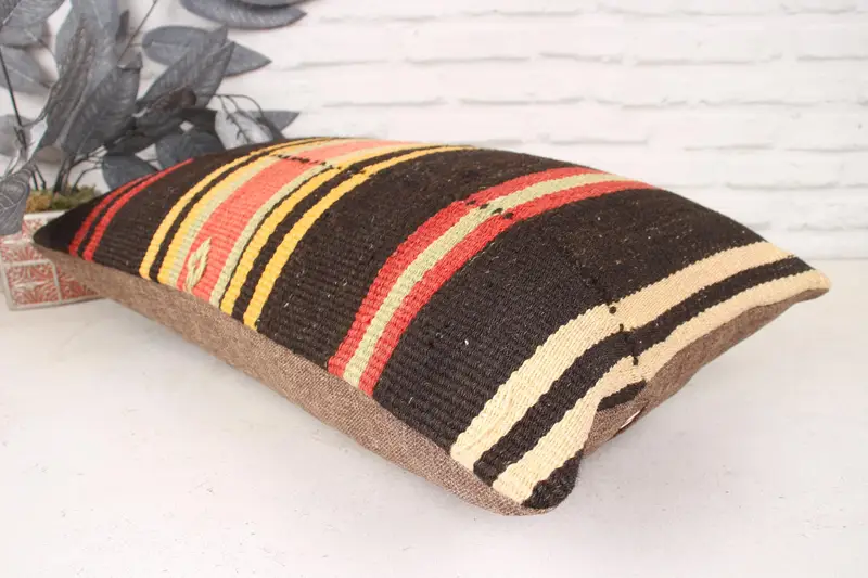 Ethnical Kilim Rug Pillow, Pet Cushion Case, Boho Throw Pillow Sham, Boho Pillow, 16x24 Brown Pillow Case, Cushion Cover, Vintage Pillow - 6