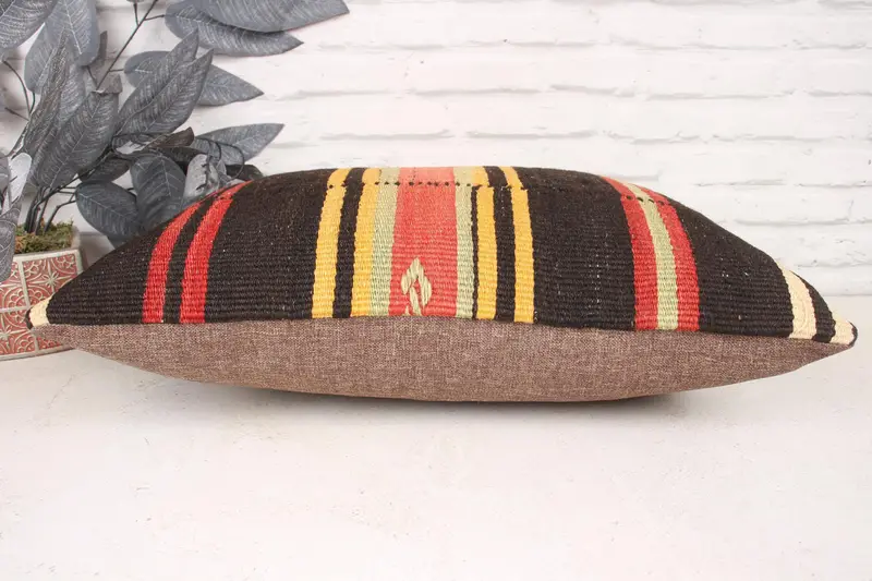 Ethnical Kilim Rug Pillow, Pet Cushion Case, Boho Throw Pillow Sham, Boho Pillow, 16x24 Brown Pillow Case, Cushion Cover, Vintage Pillow - 5