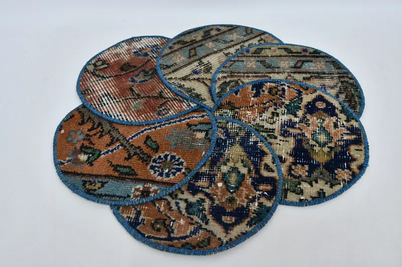 Bohemian Circle Placemat, Orange and Bronze Cotton Wool Art Deco