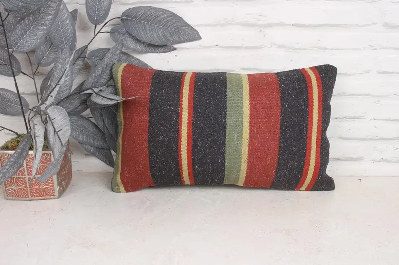 Bright Pillow Case, 12x20 Green Cushion Cover, Kilim Pillow, Cushion, Antique Pillows, Turkish Pillow, Southwestern Cushion Case - 1