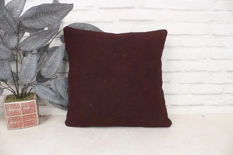 Kilim Pillow Cover, 16x16 Brown Pillow Cover, Pillow for Couch, Retro Throw Cushion Cover, Ethnical Kilim Rug Pillow, Cushion Cover - 1