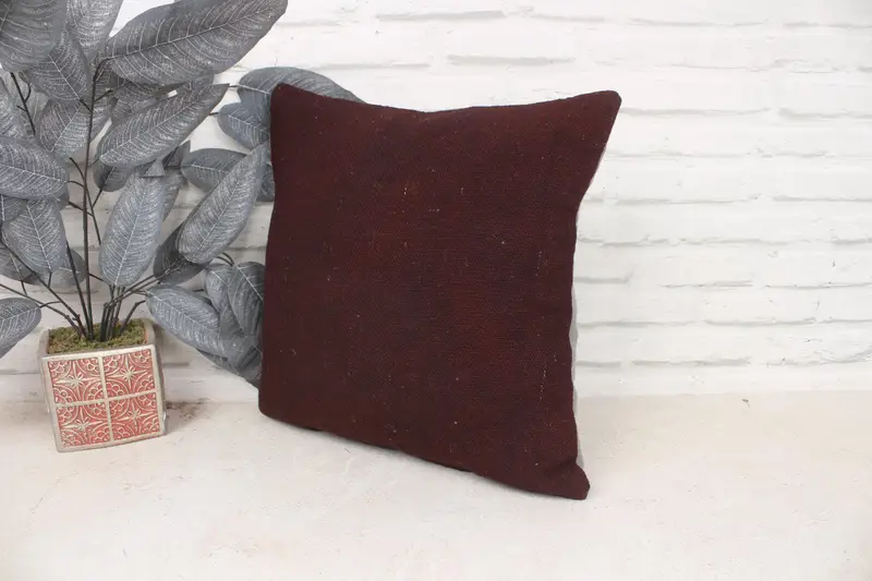 Kilim Pillow Cover, 16x16 Brown Pillow Cover, Pillow for Couch, Retro Throw Cushion Cover, Ethnical Kilim Rug Pillow, Cushion Cover - 4