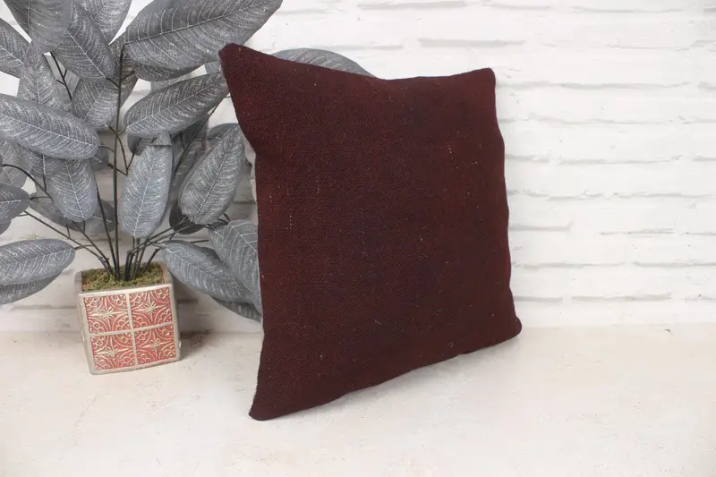 Kilim Pillow Cover, 16x16 Brown Pillow Cover, Pillow for Couch, Retro Throw Cushion Cover, Ethnical Kilim Rug Pillow, Cushion Cover - 3