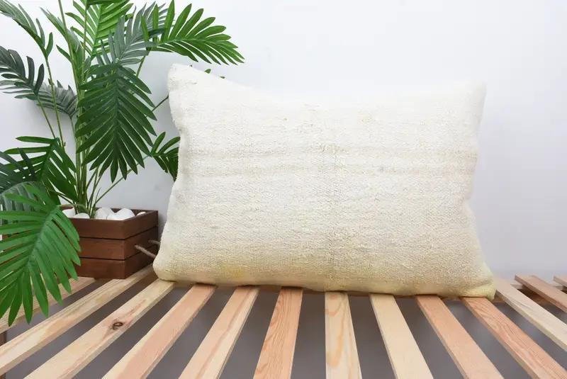 Pillow Case, Kilim Cushion Sham, Kilim Pillow Cover, One Of A Kind Pillow Case, Bench Cushion Cover, 20x28 White Cushion Cover, Turkish Kilim Pillow - 1