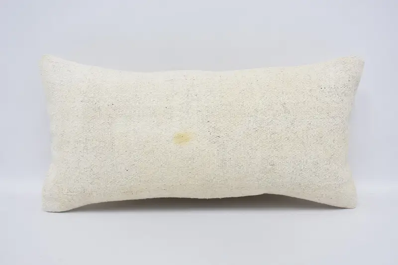 White Vintage Moroccan Pillowcase, Plaid Wool Balcony Pillow Cover - 1