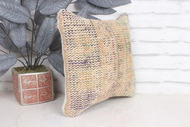 Pillow for Sofa, Cushion Case, Art Deco Pillow, 12x12 Beige Cushion Case, Home Decor Pillow, Pillow for Couch, Pattern Throw Cushion Case - 4