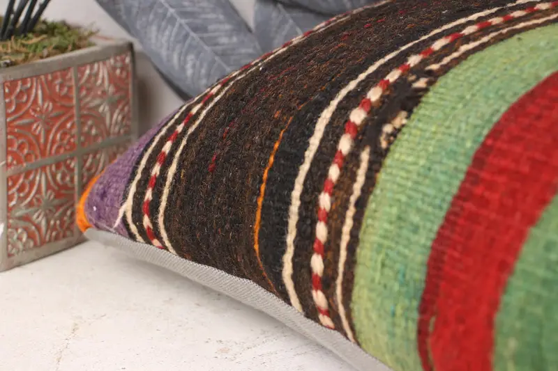 Handmade Kilim Cushion, Ethnic Pillow Cover Cushion Cover, Turkish Pillow, Cushion Case, 12x24 Red Cushion Case, Pillow for Couch, Rustic Pillow - 7