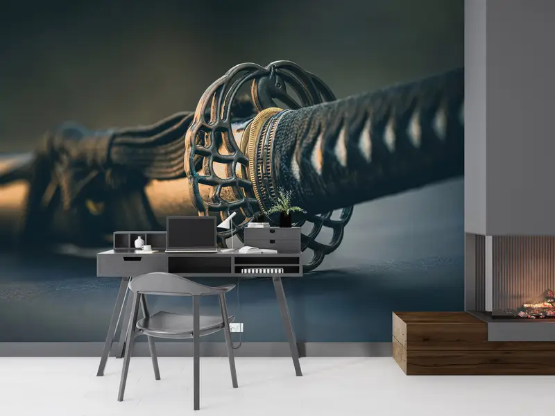Modern Wall Paper, 3d Wall Paper, Katana Photography Wall Print, Japan Katana Wall Decor, Wall Paper Peel and Stick, Modern Wall Painting, - 4