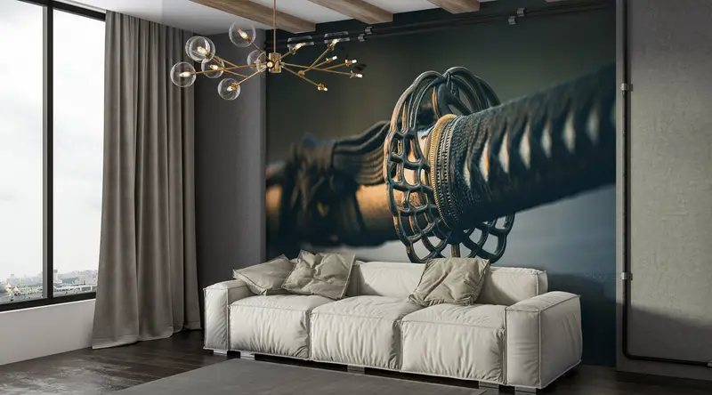 Modern Wall Paper, 3d Wall Paper, Katana Photography Wall Print, Japan Katana Wall Decor, Wall Paper Peel and Stick, Modern Wall Painting, - 8