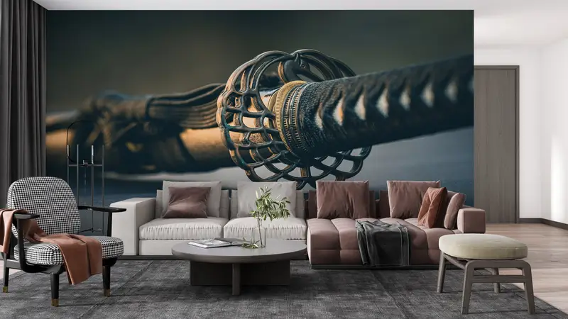 Modern Wall Paper, 3d Wall Paper, Katana Photography Wall Print, Japan Katana Wall Decor, Wall Paper Peel and Stick, Modern Wall Painting, - 9