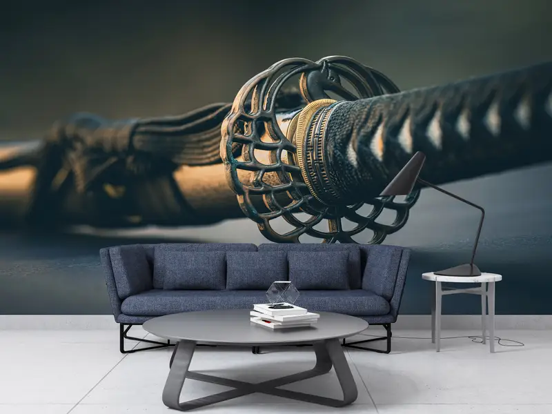 Modern Wall Paper, 3d Wall Paper, Katana Photography Wall Print, Japan Katana Wall Decor, Wall Paper Peel and Stick, Modern Wall Painting, - 2