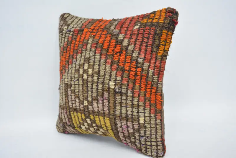 Blue & Red Embroidered Throw Pillow, 12x12 Inches Size Pillow - 4
