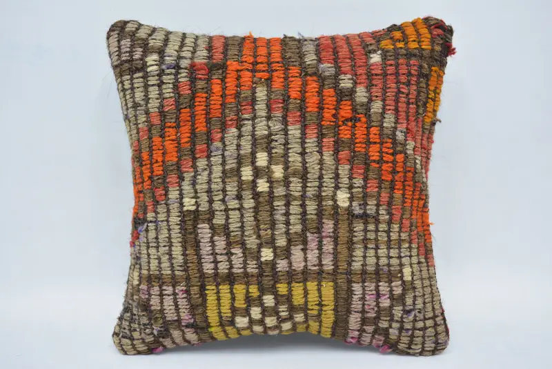 Blue & Red Embroidered Throw Pillow, 12x12 Inches Size Pillow - 1