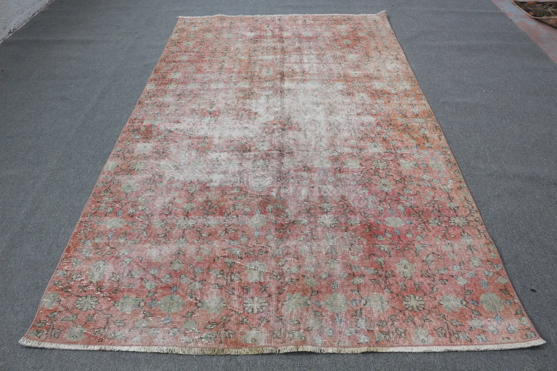 5.5x9.4 ft Large Vintage Turkish Rug, Red Oriental Wool Rug - 1