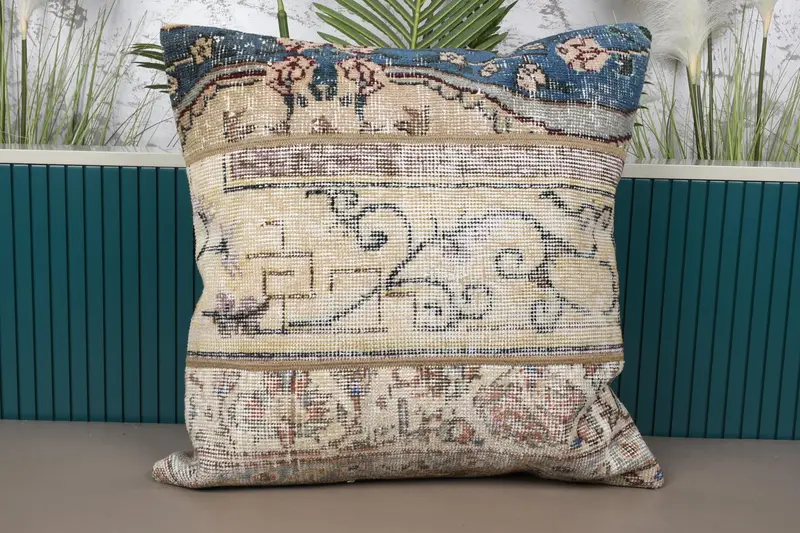 Vintage Cushion Cover, 24x24 inch Beige Gift Cushion - 1