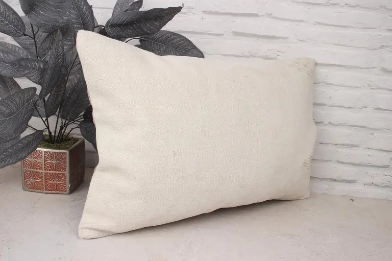 Seat Pillow Cover, Antique Pillows, 16x24 White Pillow Cover, Pillow for Sofa, Boho Pillow, Wool Kilim Pillow Pillow Cover, Pillow Case - 3
