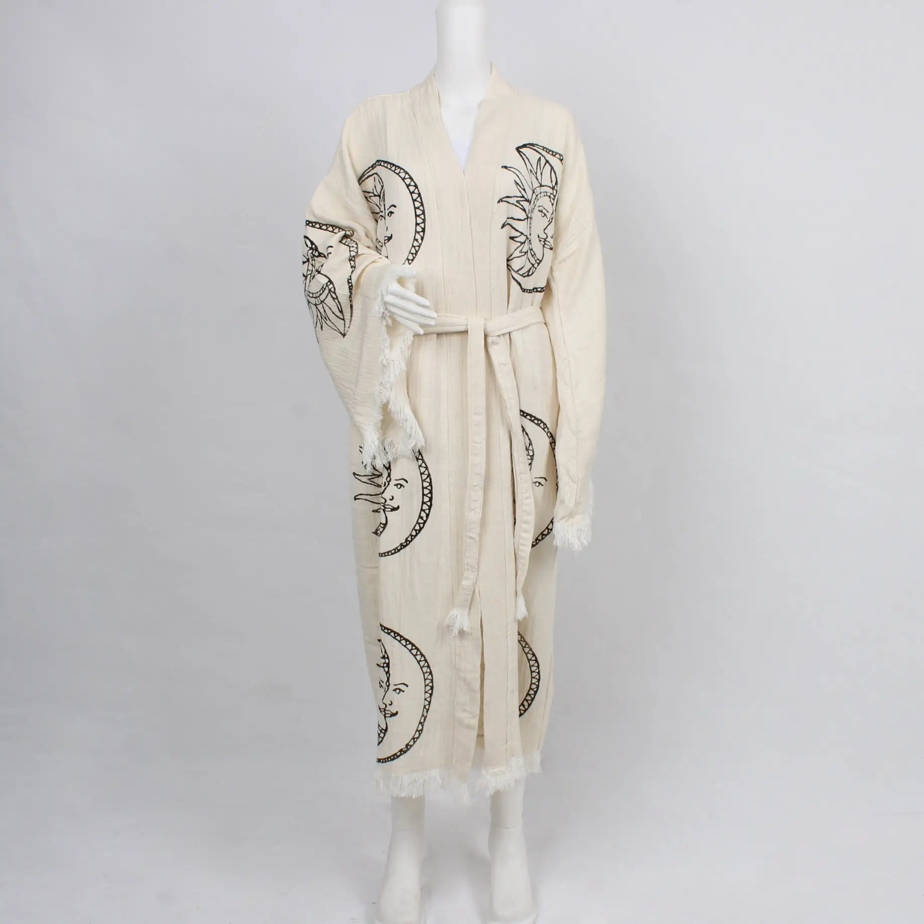 Personalized Gift Kimono Morning Gown Muslin Gothic Beach Wear, M/L - 1