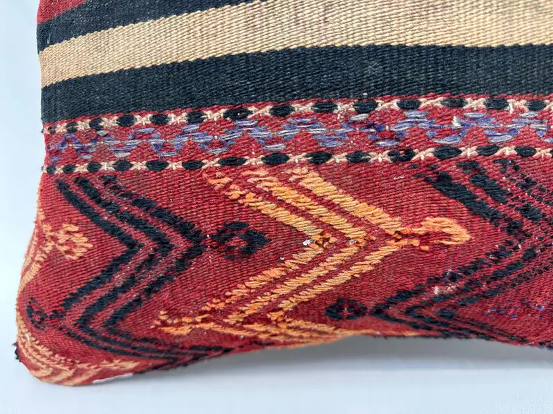 Handmade Kilim Cushion, 18x18 Red Cushion, Boho Pillow, Garden Pillow Sham, Kilim Pillow Cover, Cushion Case, Bolster Throw Pillow Cover - 2