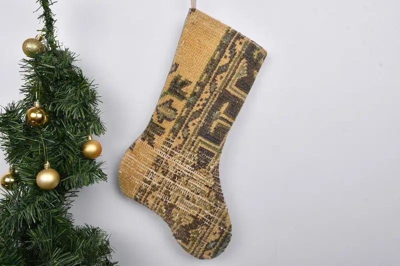 Patrón de adornos navideños, calcetín navideño único de 7 pulgadas