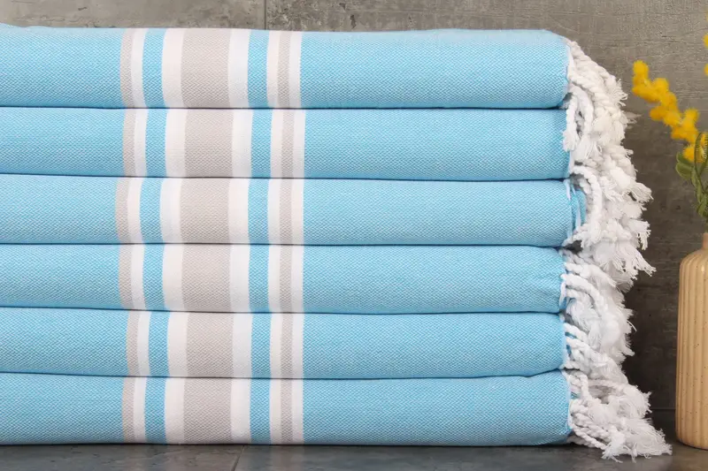Wholesale Organic Beach Towel Striped Beige, 40x71 Inches