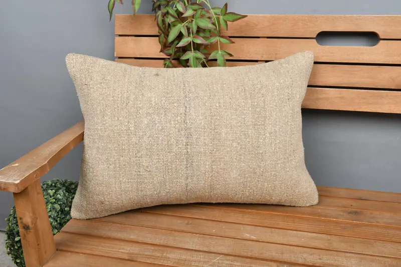 Beige besticktes Kissen im Südwesten, handgemachtes 16x24 Wurfkissen