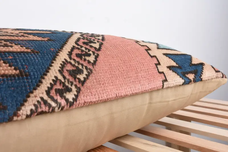 Cushion Case, Boho Pillow, Lounge Throw Cushion, 16x43 Blue Cushion Cover, Boho Pillow Sham Cover, Garden Cushion Cover, Antique Pillows - 7