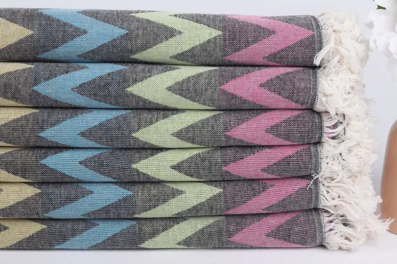 70x40 Cotton Zigzag Design Towel, Turkish beach towel, Beach Theme Bachelorette Party Gifts, Travel towel, Personalised Gift, Wedding Gift - 4
