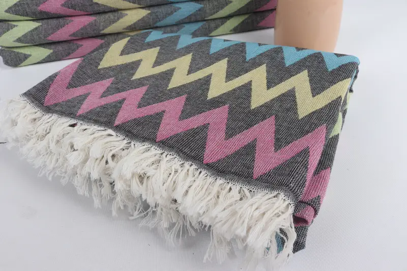 70x40 Cotton Zigzag Design Towel, Turkish beach towel, Beach Theme Bachelorette Party Gifts, Travel towel, Personalised Gift, Wedding Gift - 6