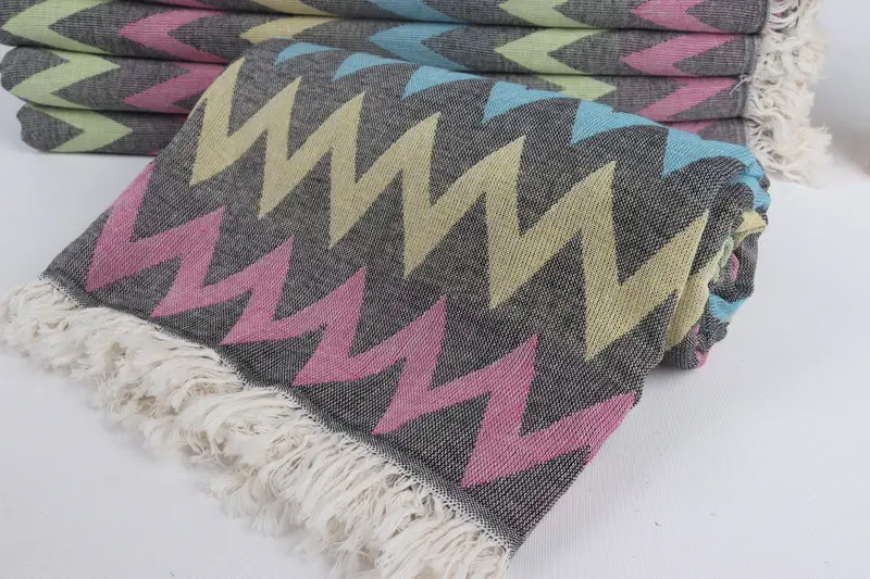 70x40 Cotton Zigzag Design Towel, Turkish beach towel, Beach Theme Bachelorette Party Gifts, Travel towel, Personalised Gift, Wedding Gift - 5