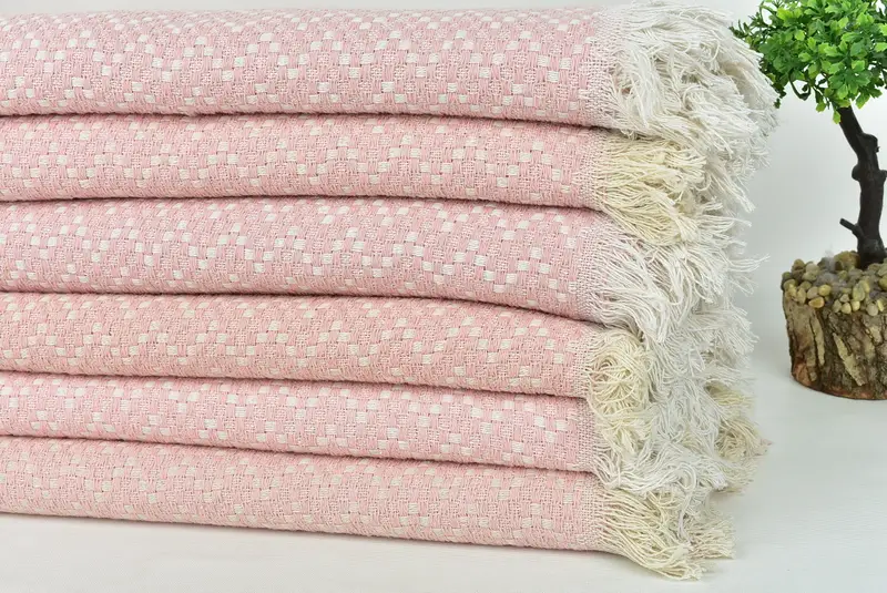 Bridal Shower Gift, Wedding Anniversary Gift, Turkish Blanket, 76x68 Cotton Herringbone Towel, Monogram Beach Blanket, Grandma Gift, Tablecloth - 3