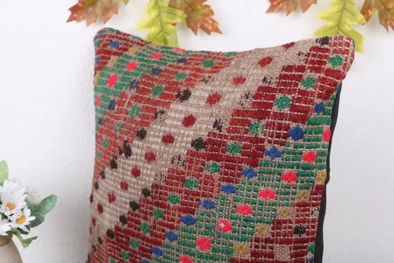 Accent Cushion Cover, Pattern Throw Pillow Cover, Home Decor Pillow, Pillow Sham, Pillow for Sofa, Boho Pillow, 16x16 Red Pillow Sham - 5