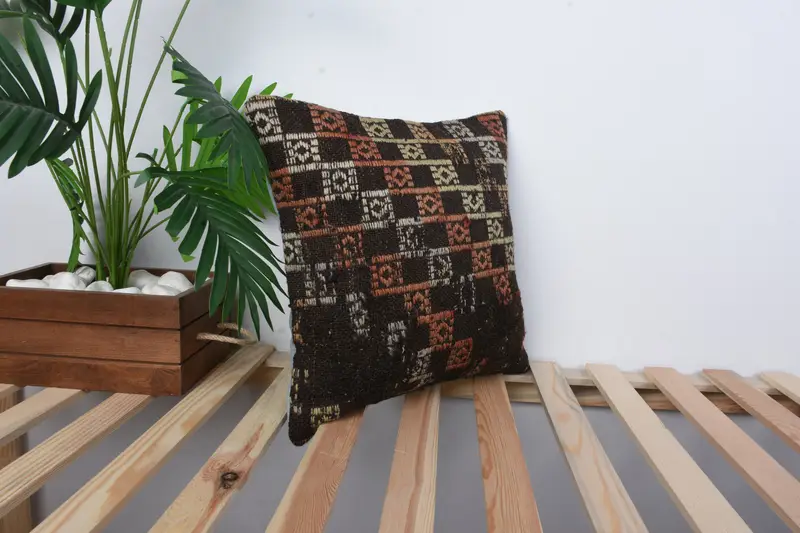 Vintage Pillow, Floor Cushion Case, Pillow for Couch, 16x16 Brown Pillow Sham, Custom Pillow Sham, Aztec Pillow Sham, Home Decor Pillow, Pillow Sham - 4
