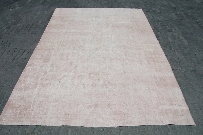 Turkish Vintage Rug, 8.8x12.3 ft Oushak Rug, Pink Patchwork Wool Rug - 1