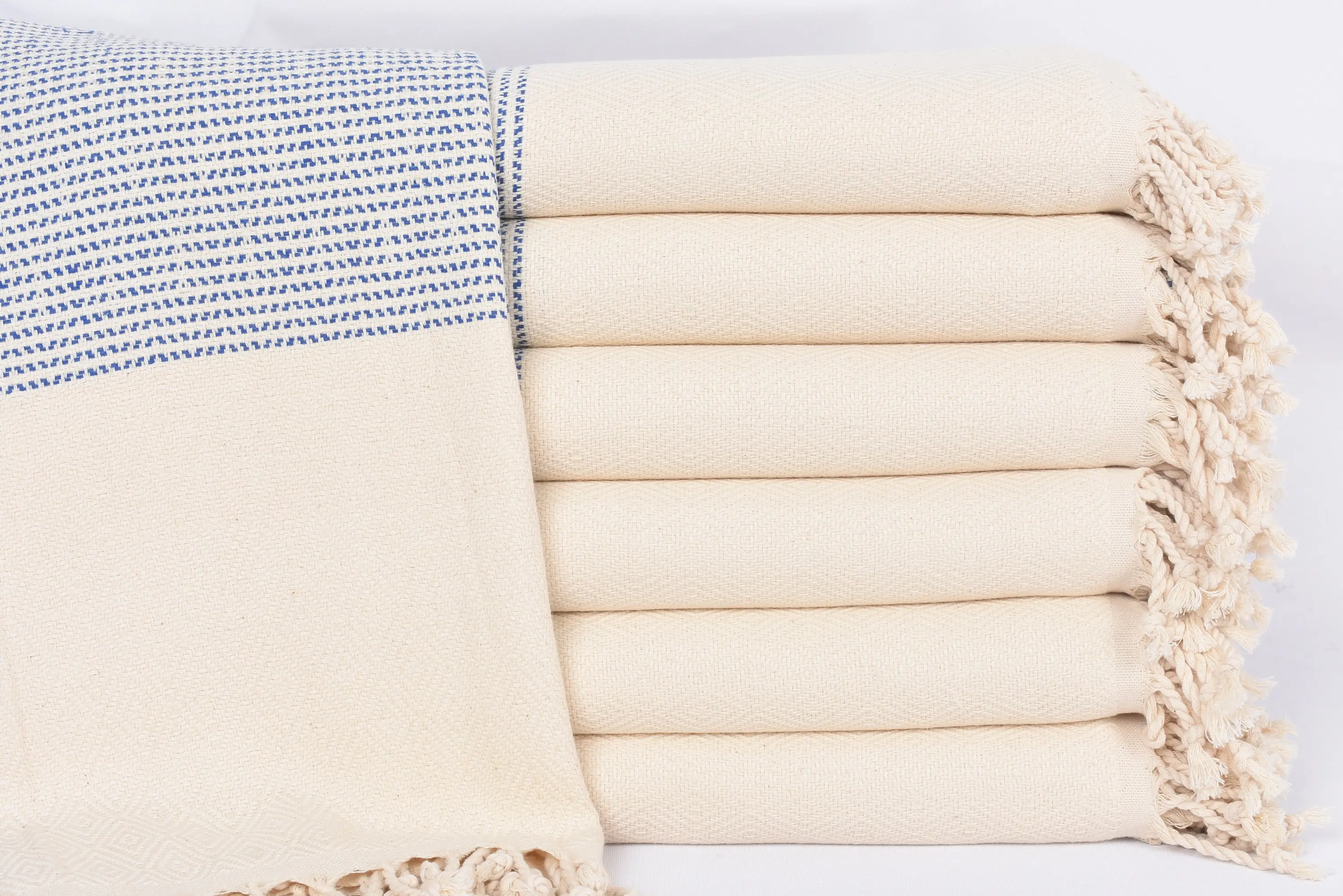 Sax Blue Diamond Beach Towel, Organic Cotton, 70x40 Inches - 1