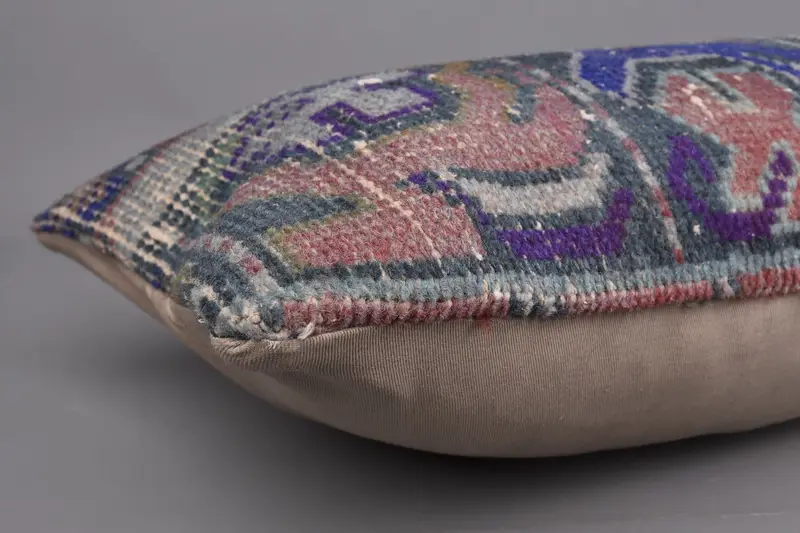 Decorative Throw Pillow Case, Vintage Kilim Pillow, 12x48 Blue Pillow Case, Pillow Sham, Antique Pillows, Turkish Rugs Cushion, Pillow for Sofa - 6