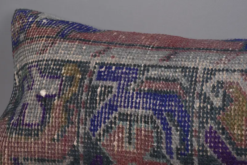 Decorative Throw Pillow Case, Vintage Kilim Pillow, 12x48 Blue Pillow Case, Pillow Sham, Antique Pillows, Turkish Rugs Cushion, Pillow for Sofa - 5