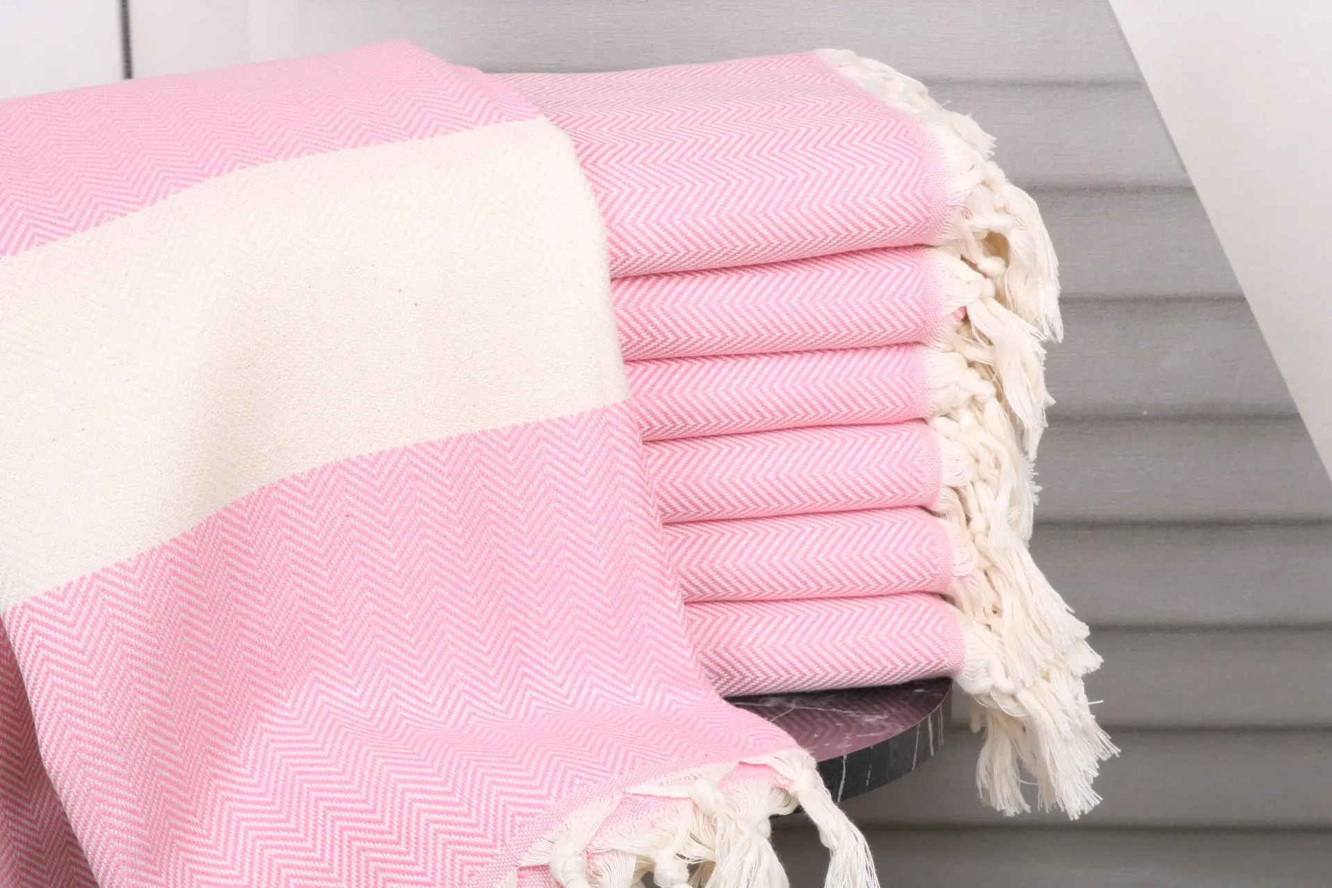 Bachelorette Favor Organic Turkish Cotton Pink Towel, 40x71 Inches - 1