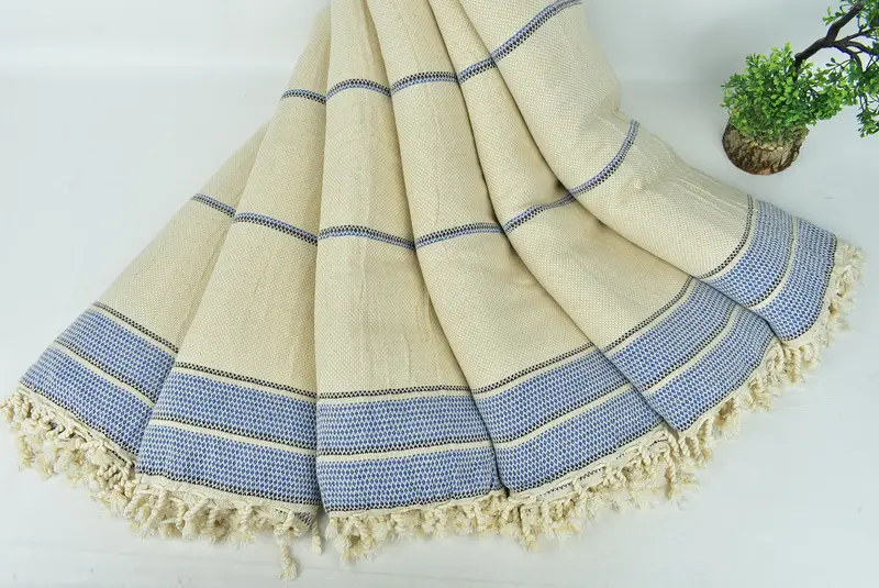 104x96 Cotton Striped Towel, Decorative Blanket, Bridal Shower Gift, Home Gift, Aesthetic Blanket, Turkish Towel Beach Blanket, Woven Throw Blanket - 4