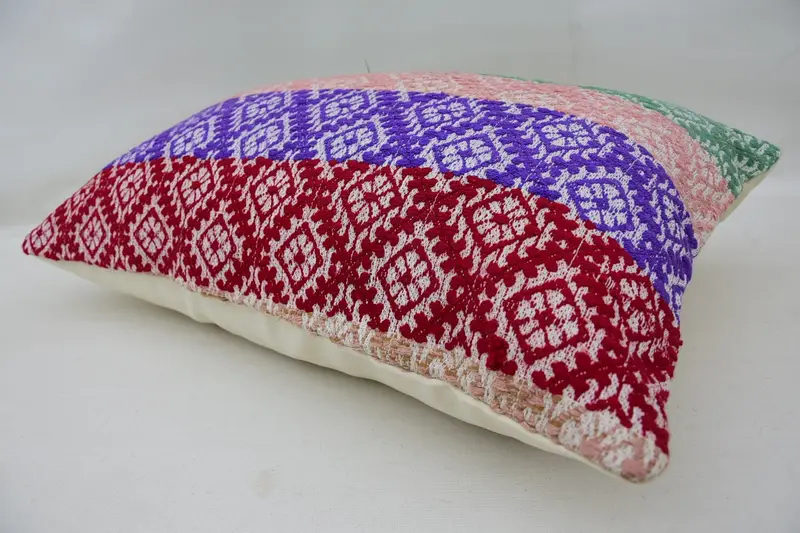 Pillow Sham, 16x24 Blue Pillow, Bolster Cushion Case, Kilim Pillow, Boho Pillow Sham Cover, Ethnical Kilim Rug Pillow - 6
