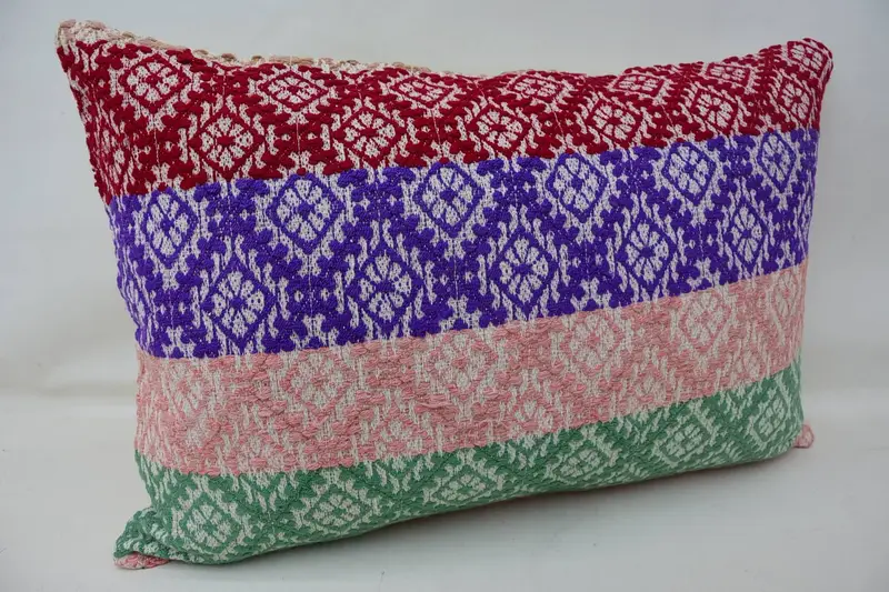 Pillow Sham, 16x24 Blue Pillow, Bolster Cushion Case, Kilim Pillow, Boho Pillow Sham Cover, Ethnical Kilim Rug Pillow - 2