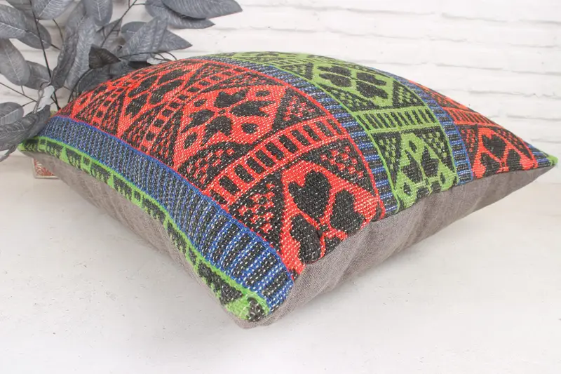 Turkish Kilim Pillow, Muted Pillow Case, 24x24 Green Cushion Cover, Kilim Pillow Cover, Pillow Cover, Handmade Kilim Cushion - 6
