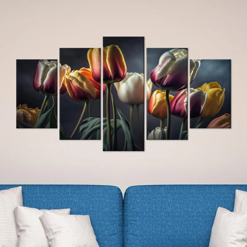 Tulip Flowers, Canvas Wall Art, Modern Wall Decor, Living Room Wall Decor, Tulip Canvas, Colorful Tulip Wall Decor, Personalized Wall Decor, - 3