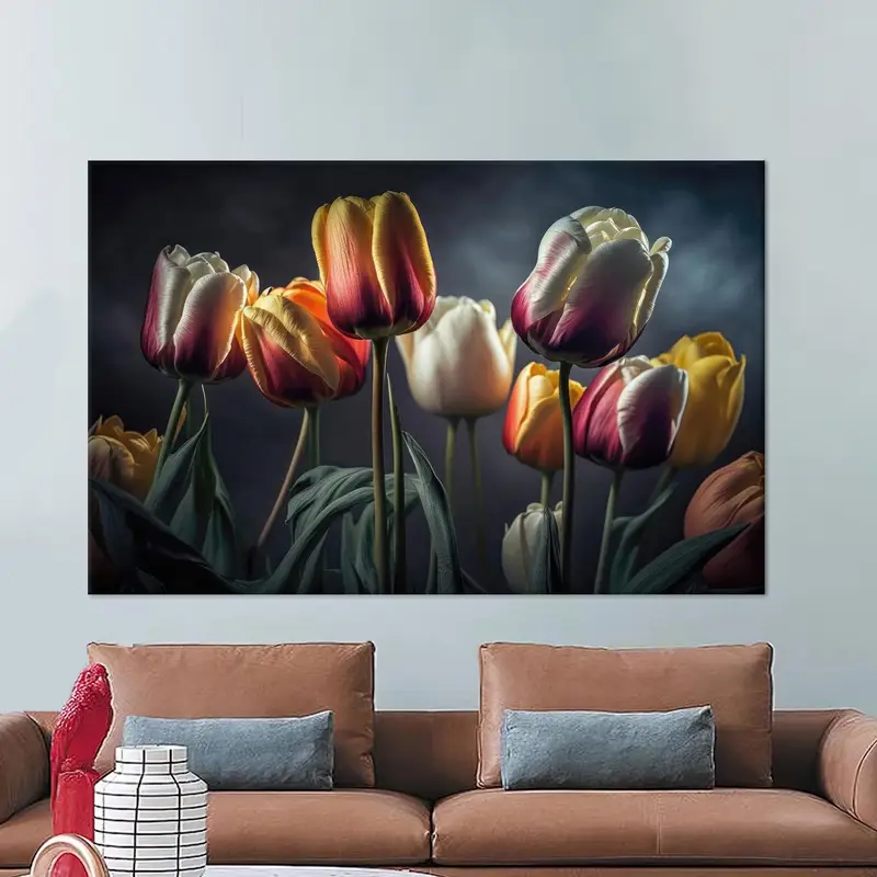 Tulip Flowers, Canvas Wall Art, Modern Wall Decor, Living Room Wall Decor, Tulip Canvas, Colorful Tulip Wall Decor, Personalized Wall Decor, - 6
