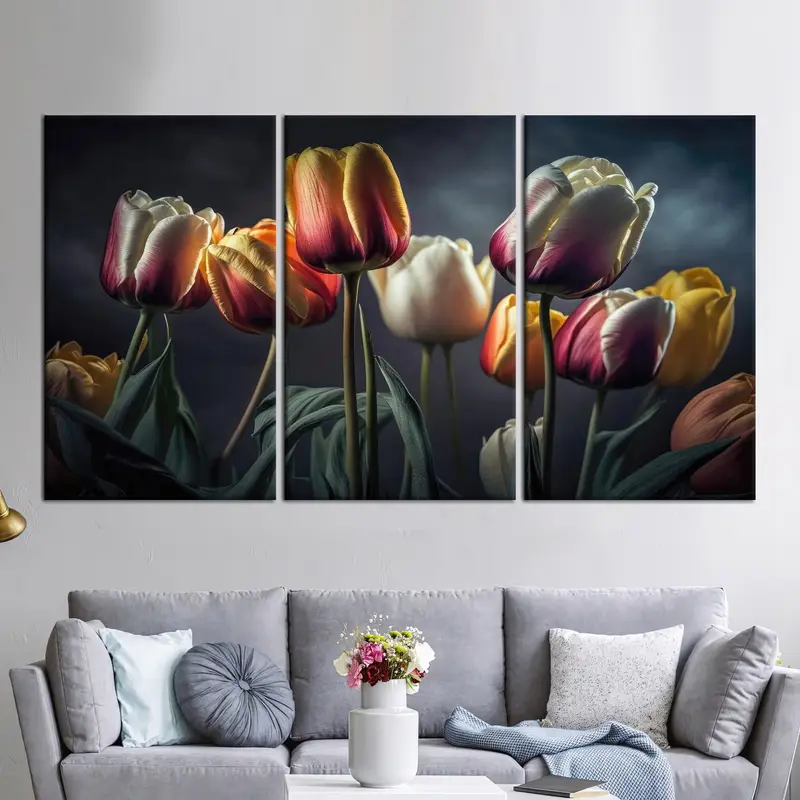 Tulip Flowers, Canvas Wall Art, Modern Wall Decor, Living Room Wall Decor, Tulip Canvas, Colorful Tulip Wall Decor, Personalized Wall Decor, - 7