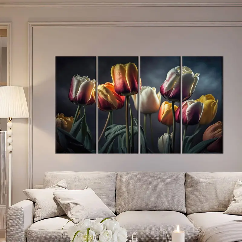 Tulip Flowers, Canvas Wall Art, Modern Wall Decor, Living Room Wall Decor, Tulip Canvas, Colorful Tulip Wall Decor, Personalized Wall Decor, - 1
