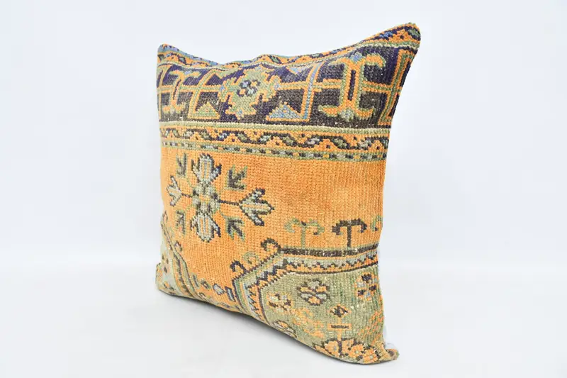 Vintage Kilim Throw Pillow, Bench Cushion, Shabby Chic Cushion Case, 28x28 Orange Pillow Sham, Vintage Kilim Pillow, Pillow Cover, Home Decor Pillow - 4