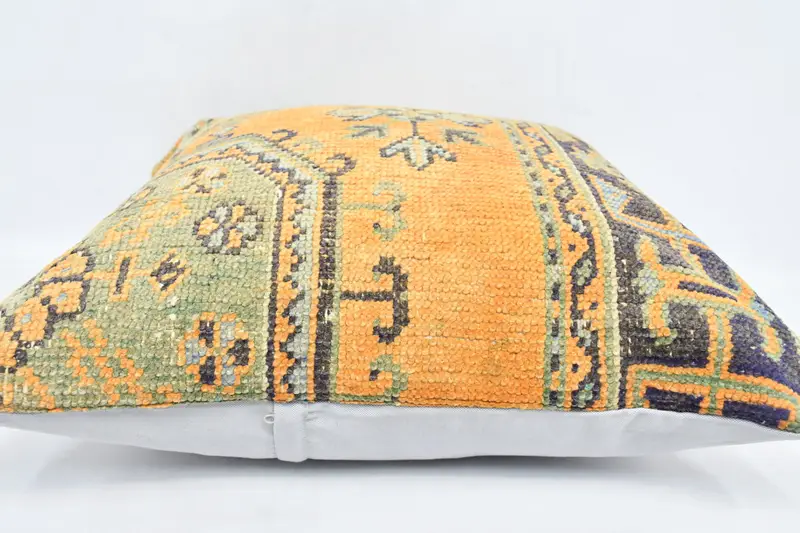 Vintage Kilim Throw Pillow, Bench Cushion, Shabby Chic Cushion Case, 28x28 Orange Pillow Sham, Vintage Kilim Pillow, Pillow Cover, Home Decor Pillow - 6