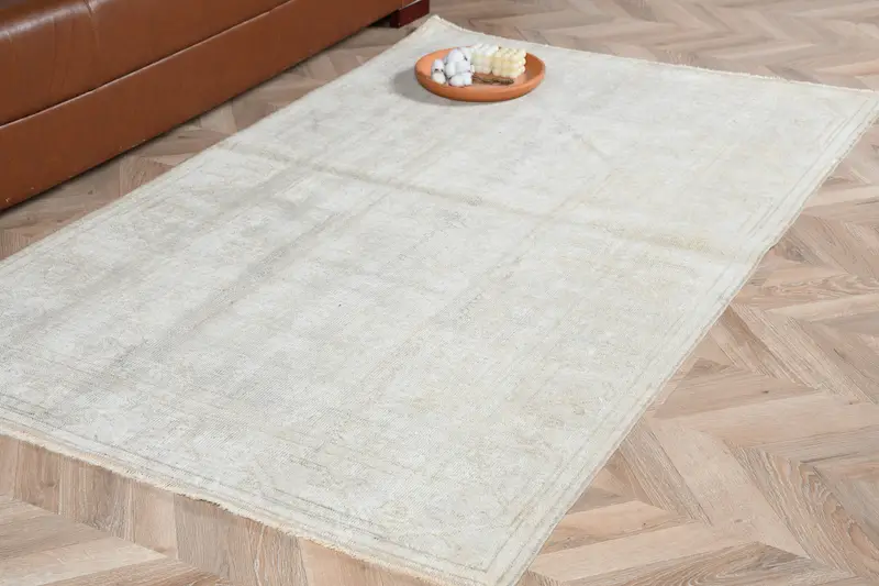 Zarif Bej Halı, 3,9x6,2 ft Soyut Bronz Vurgulu