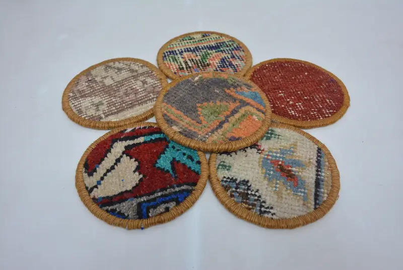 Posavasos rojos y bronce, posavasos circulares antideslizantes únicos